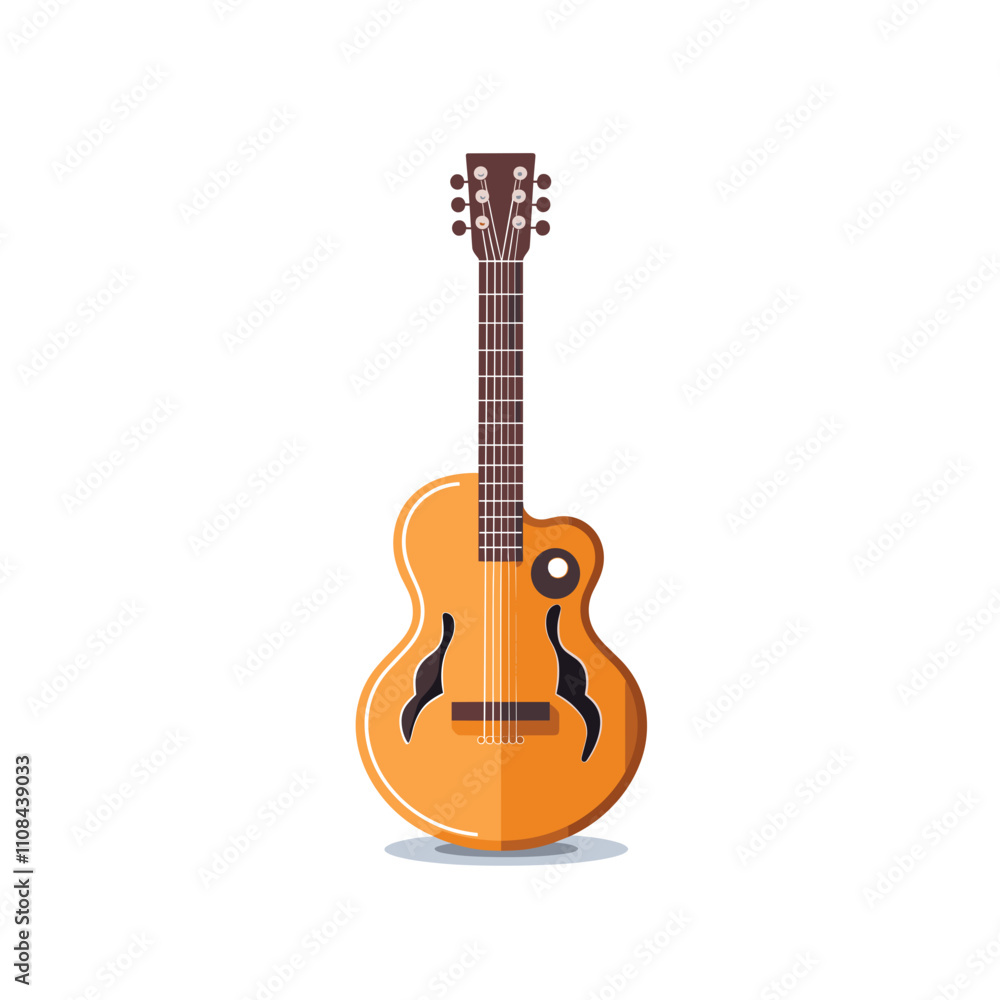 Naklejka premium Acoustic guitar with a classic design and vibrant color scheme