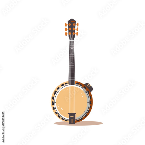 Vector illustration of a banjo on a plain background
