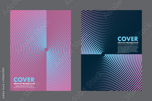 Vector abstract background featuring a dynamic gradient pink and blue color circle lines pattern. It feels like a propeller is spinning at high speed. for cover, digital art, posters, annual report.