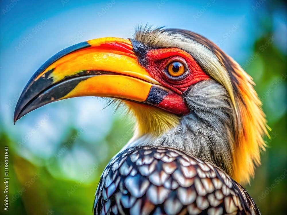 Obraz premium Kruger National Park Hornbill Portrait Photography, South African Wildlife Bird Photography, Hornbill Close Up, African Bird Pictures