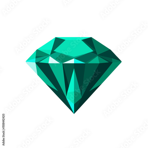 Beautiful emerald diamond vector design with sharp facets and color