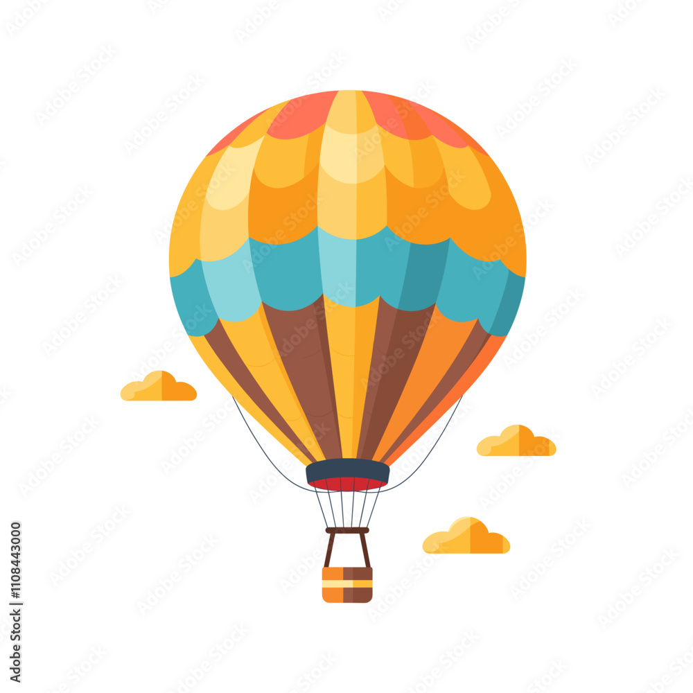 Fototapeta premium Colorful hot air balloon floating against a clear sky with clouds