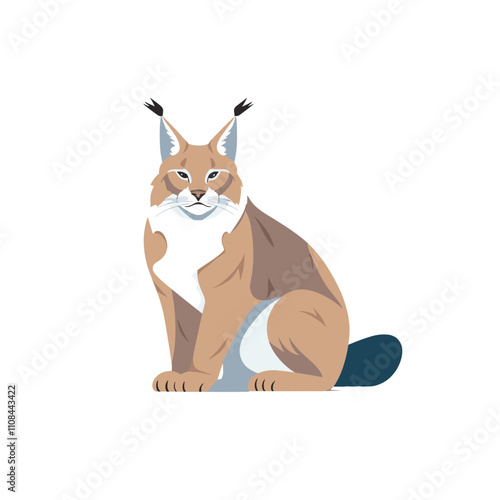 Lynx in a relaxed pose, striking vector art features