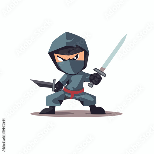 Vector illustration of a ninja holding swords in an action pose