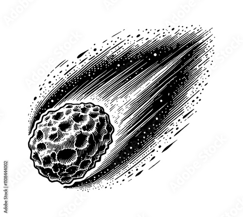 meteor engraving black and white outline