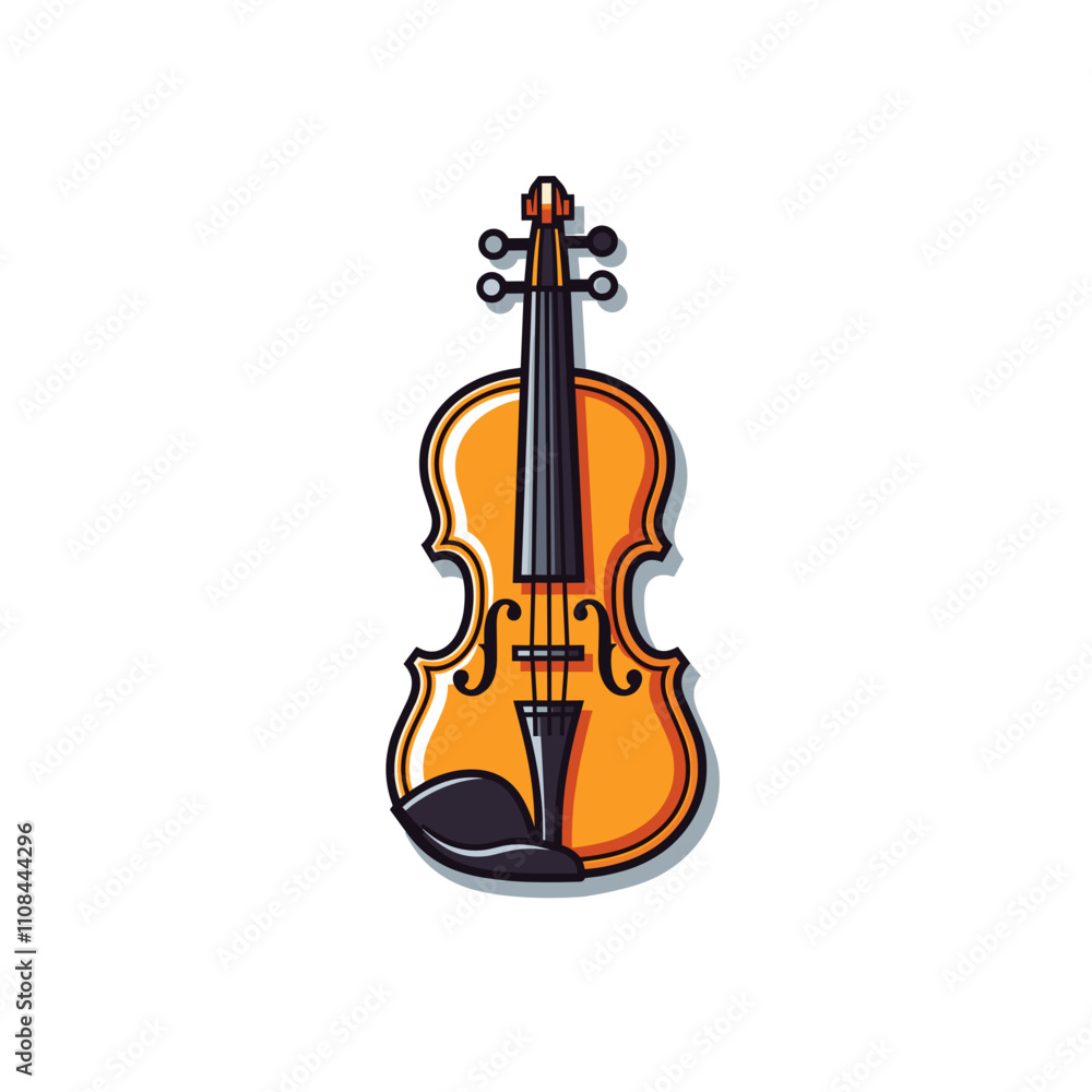 Fototapeta premium Violin with a vibrant orange color in a simple design on a white background