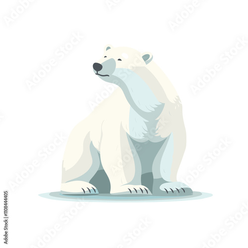 Polar bear sitting gracefully on icy terrain in a serene environment