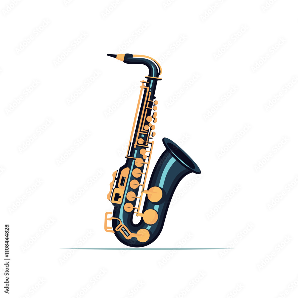 Naklejka premium Illustration of a saxophone in a minimalist design style