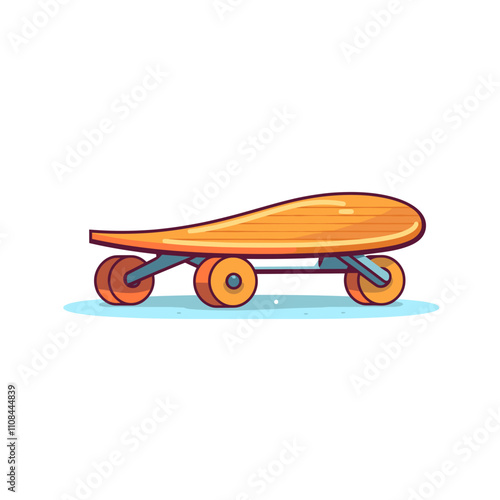 Colorful skateboard with a wooden deck resting on a blue surface