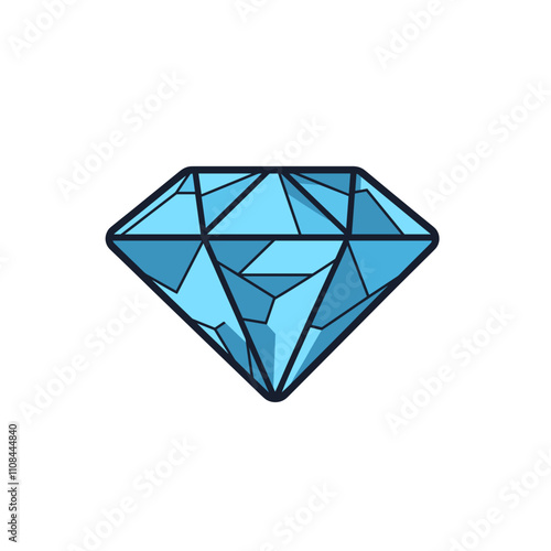 Bright blue diamond illustration with geometric facets and sharp edges