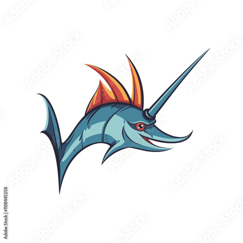 Colorful marlin fish illustration showcasing dynamic motion and vibrant colors