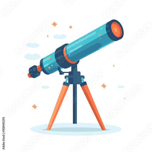 Explore the night sky with a bright blue telescope on a clear evening