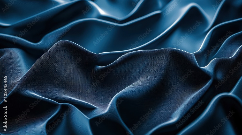 Fototapeta premium Abstract Dark Blue Fabric Draped Waves