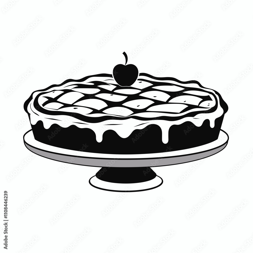 Delicious pie with cherry topping displayed on a cake stand Delicious pie with cherry topping displayed on a cake stand