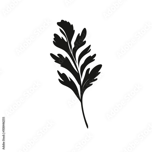 Black silhouette of a decorative leaf used in design and art projects