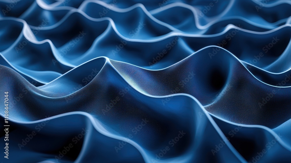 Obraz premium Abstract Blue Waves Digital Landscape Design