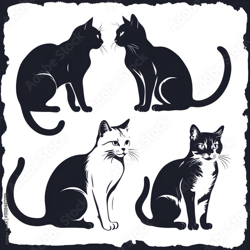 set of cat stencils