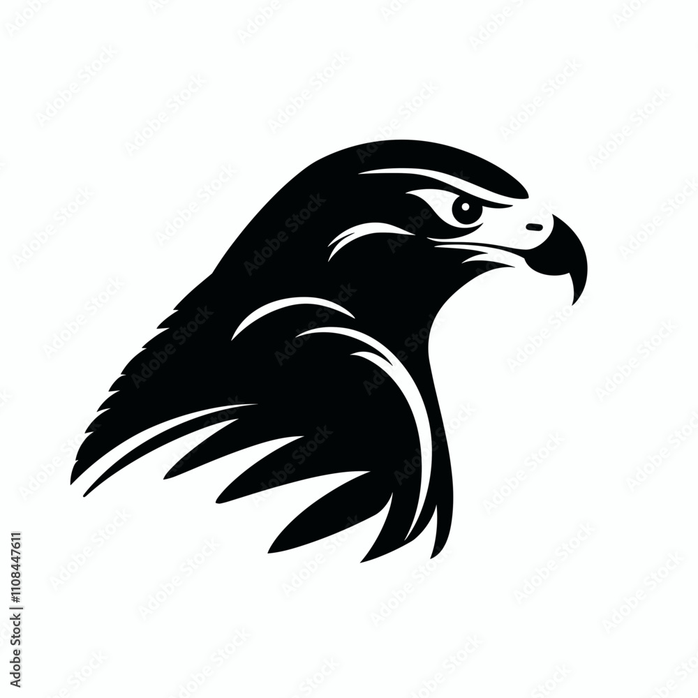 Obraz premium Fierce hawk silhouette showcasing strength and focus in sharp profile view