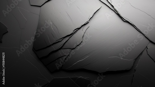High-resolution photography of layered black slate tiles with intricate textures.