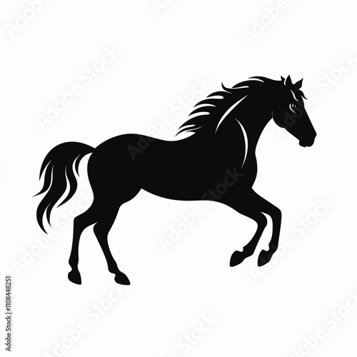 Black silhouette of a horse running in a vibrant artistic style