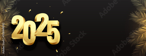 3d golden 2025 new year eve wallpaper with text space