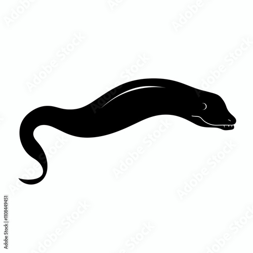 Eel swimming gracefully through water with long, flowing body and distinct shape