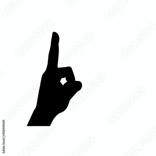 Hand gesture representing the number one in a minimalist style with a white background