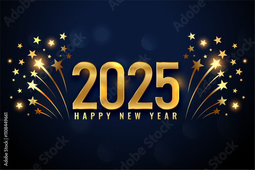 2025 new year wishes background with bursting stars