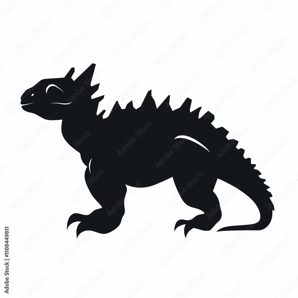 Fototapeta premium Silhouette of a fictional creature with spiky back and strong limbs