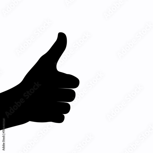 Hand making a thumbs up gesture against a plain background