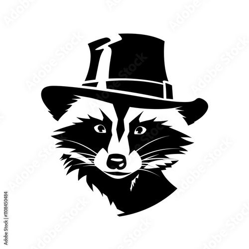 Raccoon wearing a top hat in a stylish and playful design