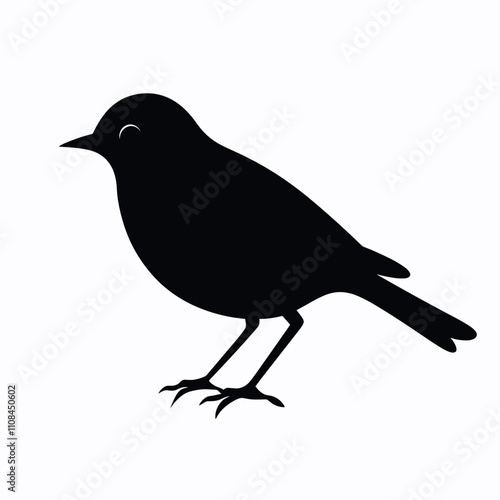 Stylized silhouette of a bird standing on two legs against a plain background