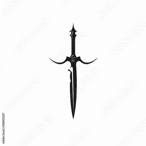 Unique black sword design with intricate details for art and illustration