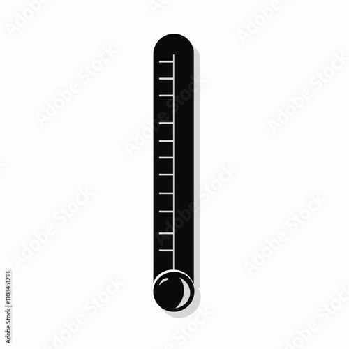 Black thermometer icon with clear measurement scale design on isolated background