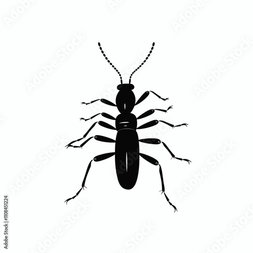 Black ant silhouette isolated on a light background showcasing its distinct features
