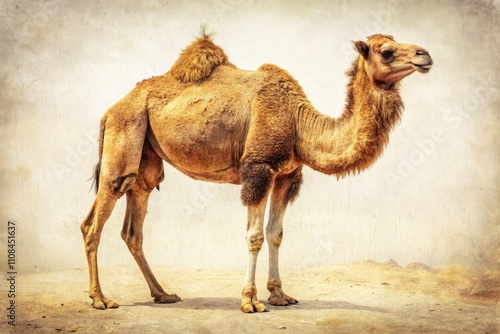Vintage Camel Photo, White Background, Full Body, Stock Image, Desert Animal,  Old Photo, Antique Photography, Camel Portrait