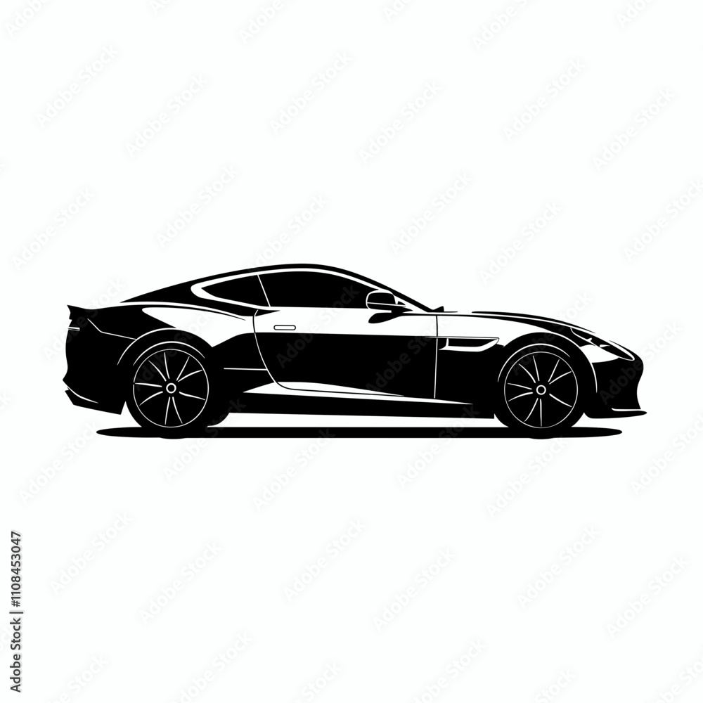 Fototapeta premium Sports car silhouette depicts a sleek design and modern style on a light background