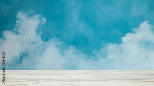 Wallpaper Mural empty room with Dark blue background with smoke, empty stage for product presentation. Background of the floor studio room. empty dark blue abstract cement wall studio room  Torontodigital.ca