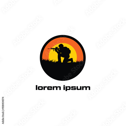 Black Silhouette Illustration of a Soldier Taking Aim
