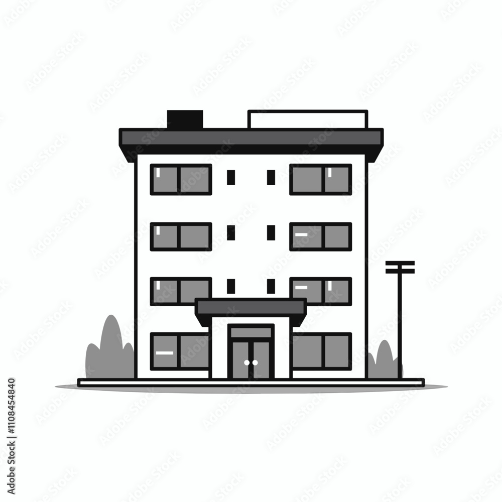 Fototapeta premium Modern building design with a minimalist aesthetic in a quiet residential area