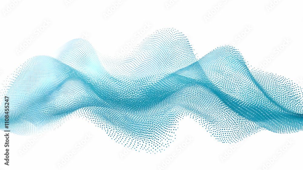 Fototapeta premium Abstract blue wave particle flow design.