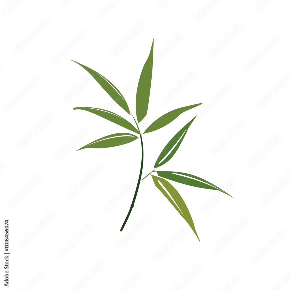 Fototapeta premium Branch showcasing green bamboo leaves in a minimalist design