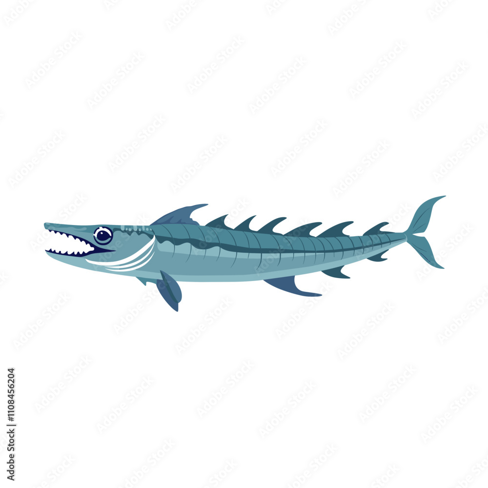 Obraz premium Unique marine creature illustrating the barracuda swimming amidst clear waters
