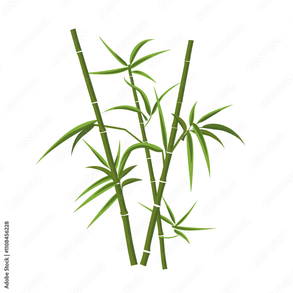 Obraz premium Green bamboo stalks with leaves displaying a natural array in a simple layout