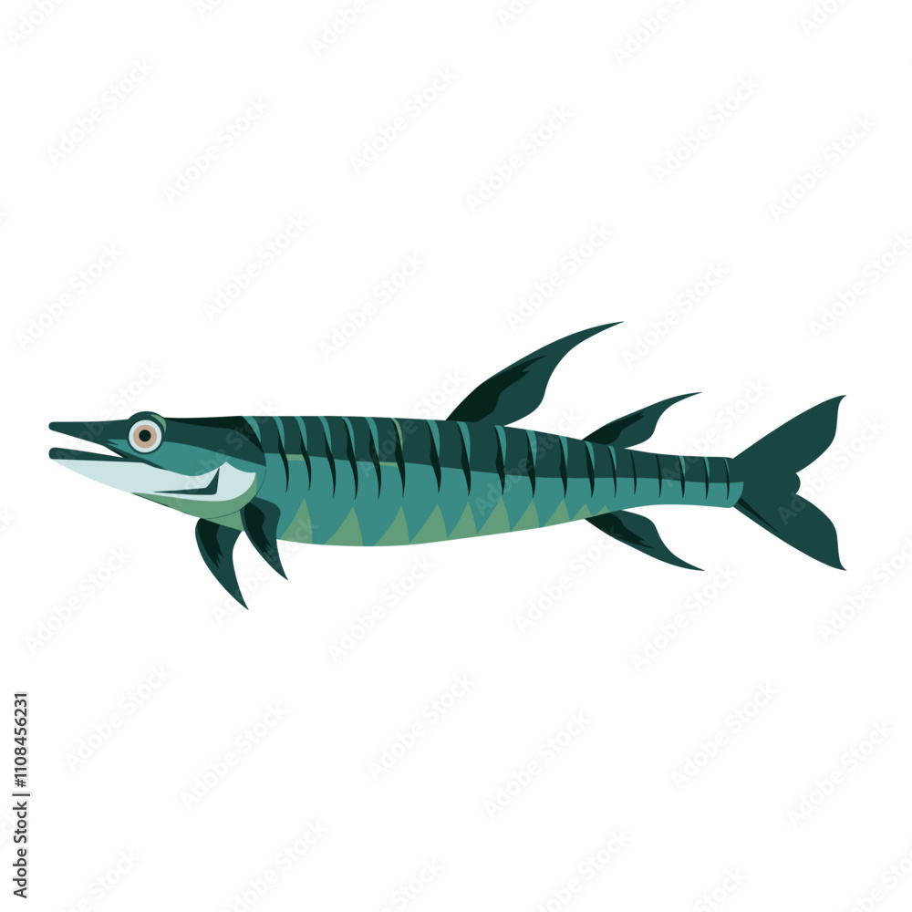 Fototapeta premium Colorful illustration of a marine fish swimming in deep water
