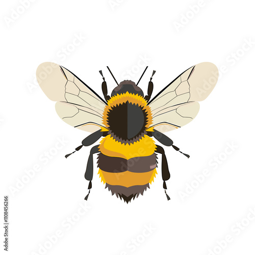 Detailed illustration of a bumblebee showcasing its distinctive features and colors