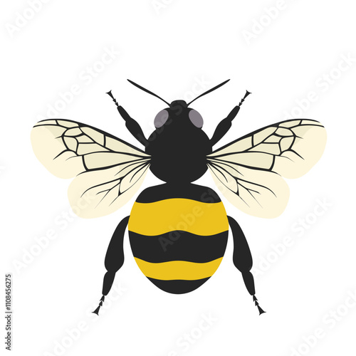 Colorful bee illustration showcasing distinct black and yellow stripes