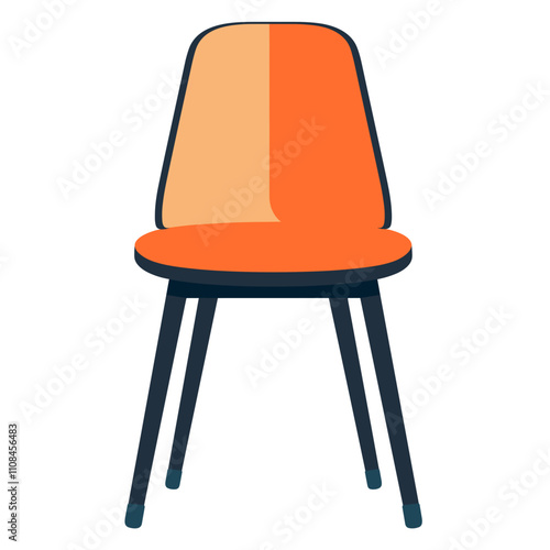 Modern orange chair with sleek black legs designed for contemporary spaces