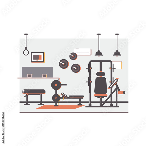 Home gym setup in a bright and modern living space, perfect for daily workouts