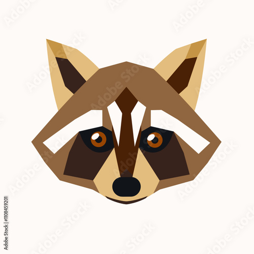 Raccoon head illustration featuring geometric design elements and vibrant colors